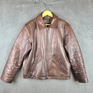 J. Crew Mens S Pebbled Leather Jacket Brown Bomber Coat Flight Quilted Lining